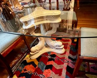 Koi fish base glass top dining table