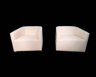 Classic Home Leonard silvery-beige swivel chair(s) w/ walnut base, overall dimensions 30.3"x32.3"x28.5", seat height, 18.5"