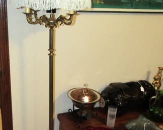 Antique brass floor lamp