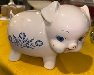 Piggy bank 1973 with similar Corning ware pattern made in England 