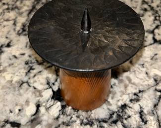 East German wood base candle holder - 1973
