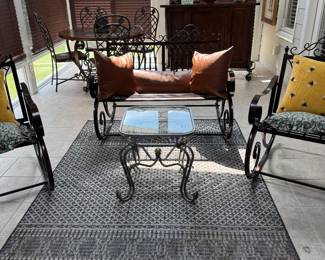 Sunroom iron "metal"rockers  set of 3 and love seat that rocks iron table