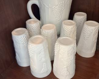 Milk Glass Pitcher and Glasses set