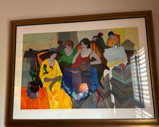 Framed signed lithograph by Itzchak Tarkay titled "Marjorie's Secret"