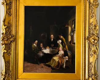 Large oil on canvas in period 19th century gilt wood frame!