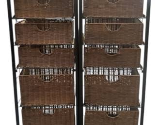 10Drawer Wicker Storage Unit