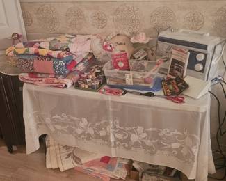 Sewing items and vintage quilts 