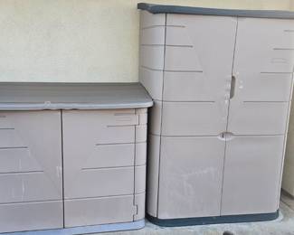 Plastic outdoor sheds...$95 each.  Ask to see these in the back yard. 