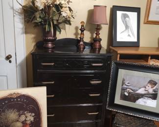 Vintage Painted Chest of Drawers & Home Decor