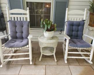 Porch Rockers & Wicker Round Side Table