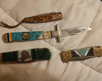 Brian Yellowhorse knives & William Henry Knife (top)
