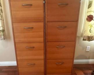 PR215Two Wooden Filing Cabinets,