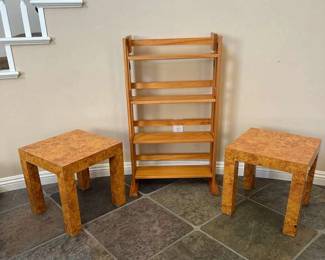 PR222Two Retro Side Tables A Small Bookshelf