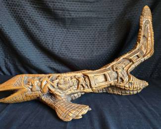 PR114Hand Carved Sculpture Depicting The Legend Of The Island People