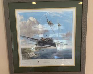 PR239Heinz Krebs artwork, Narrow Escape signed By Pilot And Artist Also Numbered