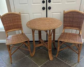 PR249Wicker Table And Two Chairs