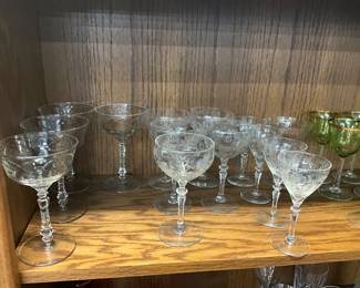 Assorted Etched Cocktail Glasses