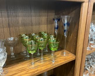 Green Crystal Wine Glasses - Glass Champagne Flutes