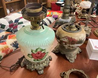 Gone With The Wind Style Table Lamp - Globe Style Oil Lamp