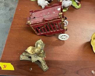 Brass Candle Holder - Cast Iron Overland Circus Wagon 