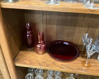 Red Decanter - Red Vase - Red Pie Plate 