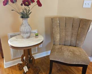 Marble Top Table, armless chair