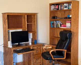 Nothing says 1990's nostalgia (and heavy duty build quality!) like an oak computer desk, oak filing cabinet and oak bookcase. I'd tell you to burn all that Ikea stuff you're pretending to like, but it's made of toxic plastic parts. These items are the real deal. 