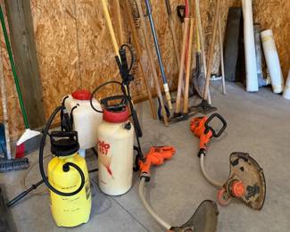 Plenty of garden implements to be had, including two electric weed trimmers. I also have a batter operating one not shown here.