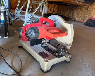 Milwaukee chop saw, including some extra abrasive disks. 