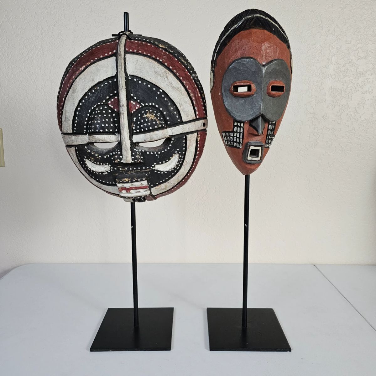 Lot #1 - African Handcrafted Wood Masks Set with Stands