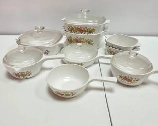 Lot #50 - CorningWare Vintage Bakeware Set: "Spice of Life" and "Fruit Basket"