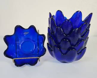 Lot #19 - Blenko Blue Glass Tulip Bowls Set of Six