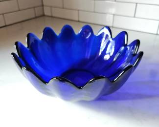 Lot #93 - Large Blenko Cobalt Blue Scalloped Lotus Bowl