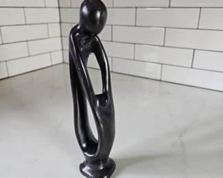 Lot #96 - Hand Carved Soapstone Parent and Child Sculpture