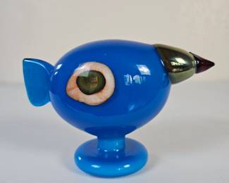 Lot #25 - Vintage Littala Finland Turkey Fowl Glass Bird Sculpture Limited Edition 2005 Annual Bird.