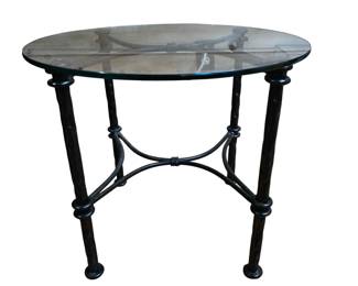 Lot #117 - Vintage Wrought Iron and Glass Side Table