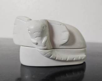 Lot #17 - Soapstone Trinket Box, Elephant Design - Made in Kenya