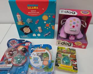 Lot #109 - New In Box Toys: Mondo Llama Space Discovery Kit, i-Dog Plush Toy, Bakugan Starter Pack, Pixos, Alien Goo