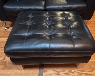 Lot #114 - Ikea Karlstad Black Leather Ottoman