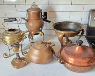 Lot #82 - Antique Copper and Brass Cookware Lot - Vintage Kitchen Collectibles.