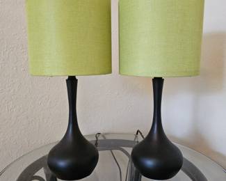 Lot #137 - Pair of Contemporary Table Lamps - Green Shades.