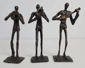 Lot #173 - Bernard Kim MCM Brutalist Bronze Jazz Band Sculptures Set of 3