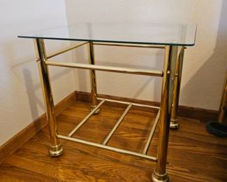 Lot #147 - Pair of Glass & Brass Side Tables.