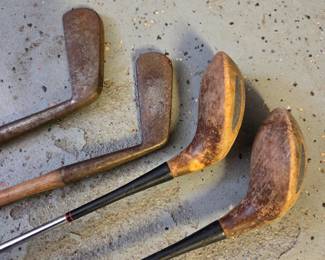 Lot #332 - Antique Golf Clubs - Number 2 & 3 Fairway Woods, G Daniel Mississauga Putter, Wright & Ditson Beeline Putter