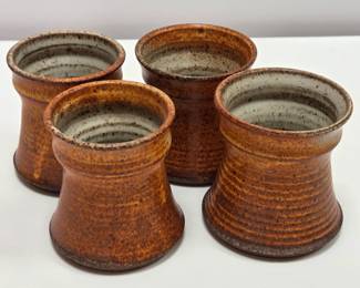 Lot #54 - Hand Thrown Studio Stoneware Pottery Mugs - Set of 4