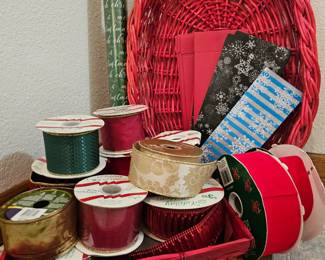 Lot #230 - Holiday Christmas Wrapping Ribbon Baskets/Trays