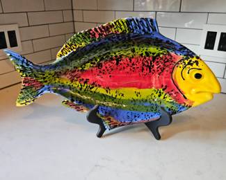 Lot #92 - Colorful Hand Painted Decorative Fish Platter