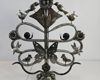 Lot #172 - Neiman Marcus Tree of Life Metal Candelabra Candle Holder