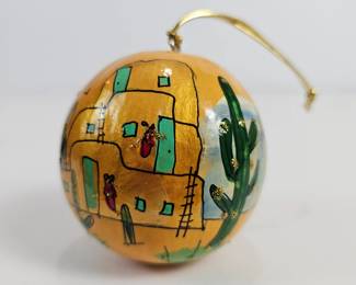 Lot #233 - South Western Hand Painted Desert Holidays Christmas Ornament Bauble From The Boulders