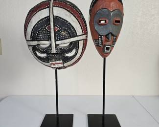 Lot #1 - African Handcrafted Wood Masks Set with Stands